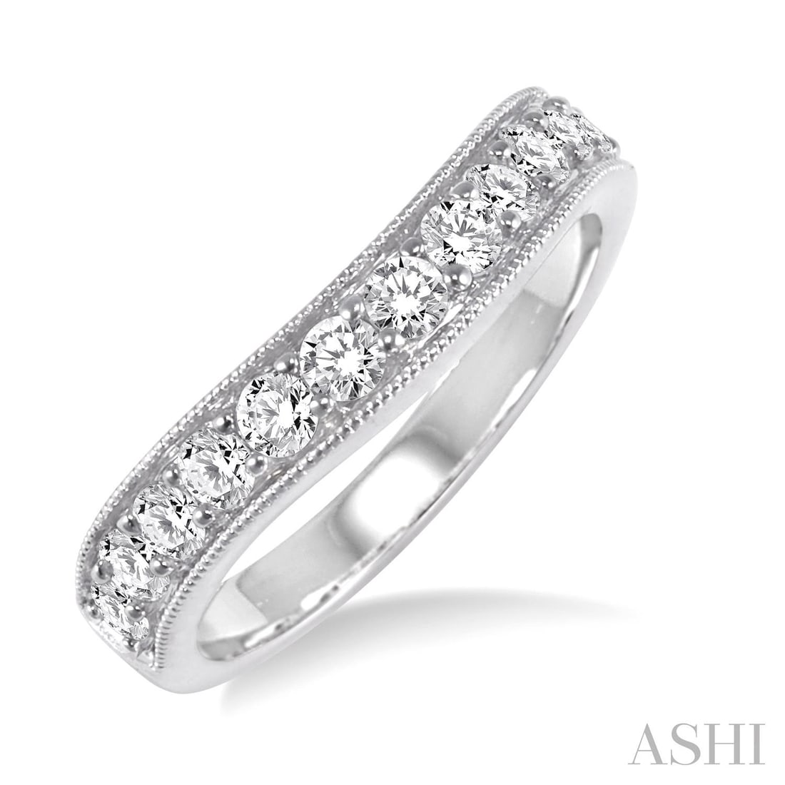 0.75 ctw Pave Diamond V-Shape 14K White Gold Band Ring: Exuding opulence and grace, this elegant V-Shape ring featuring White Diamond is crafted for the distinguished. A detailed Contoured Band gallery secures the stones, rendered in 4.05 grams of lustrous