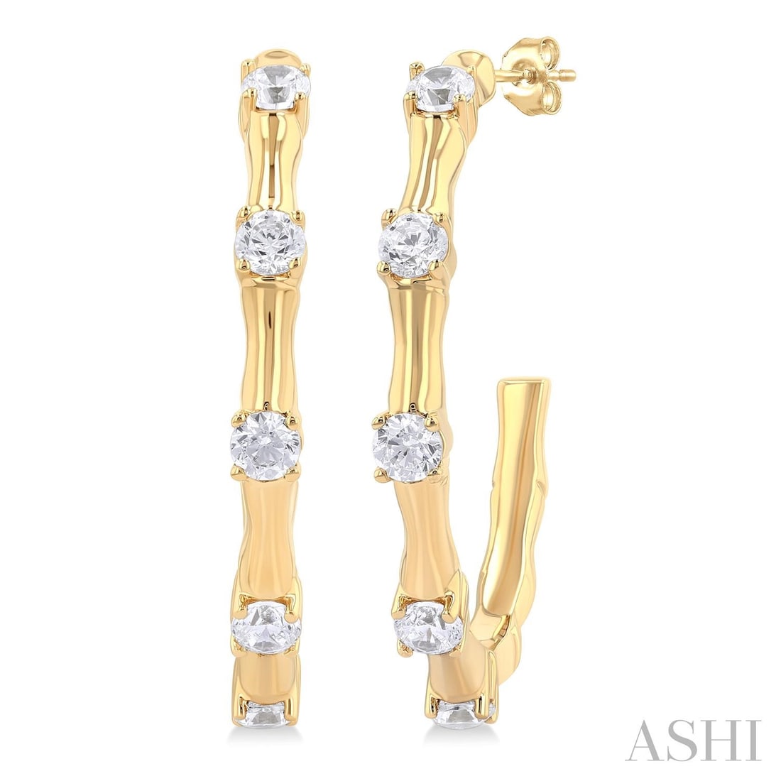 0.33 ctw White Diamond 14K Yellow Gold Half Hoop Earrings (1 of 3)