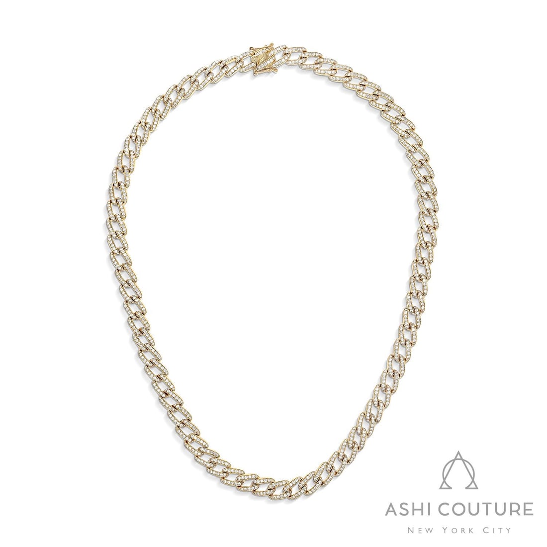 16 inch 6.87 ctw Diamond Cuban Link 18k Yellow Gold Necklace: An exquisite masterpiece of haute joaillerie, this breathtaking Cuban Link necklace featuring Natural Diamonds is a true treasure. Crafted with precision, the Chain/Link setting is seamlessly integrat