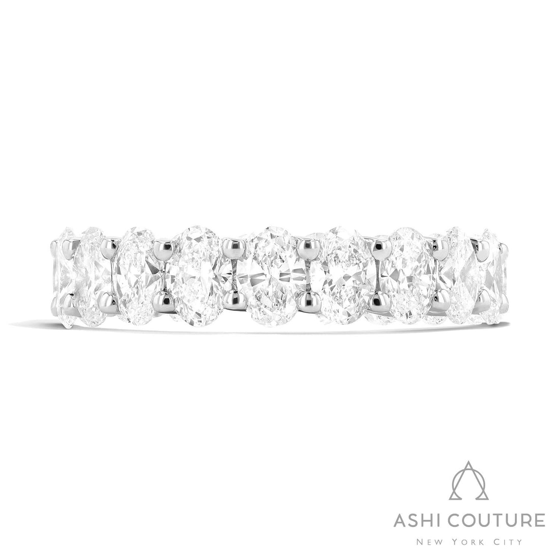 4.75 ctw Oval Diamond Duchess Eternity Band Platinum Ring: Rare and radiant, this magnificent Eternity Band ring featuring White Diamond offers a touch of the extraordinary. Crafted with precision, the Shared Prong setting is seamlessly integrated into 4.25 g