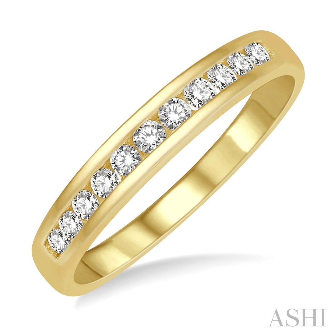 0.25 ctw Channel Set Diamond 14K Yellow Gold Band Ring: A testament to superior craftsmanship, this elegant Channel Set ring featuring White Diamonds is unparalleled. A detailed Channel-Set Band gallery secures the stones, rendered in 2.45 grams of lustrou