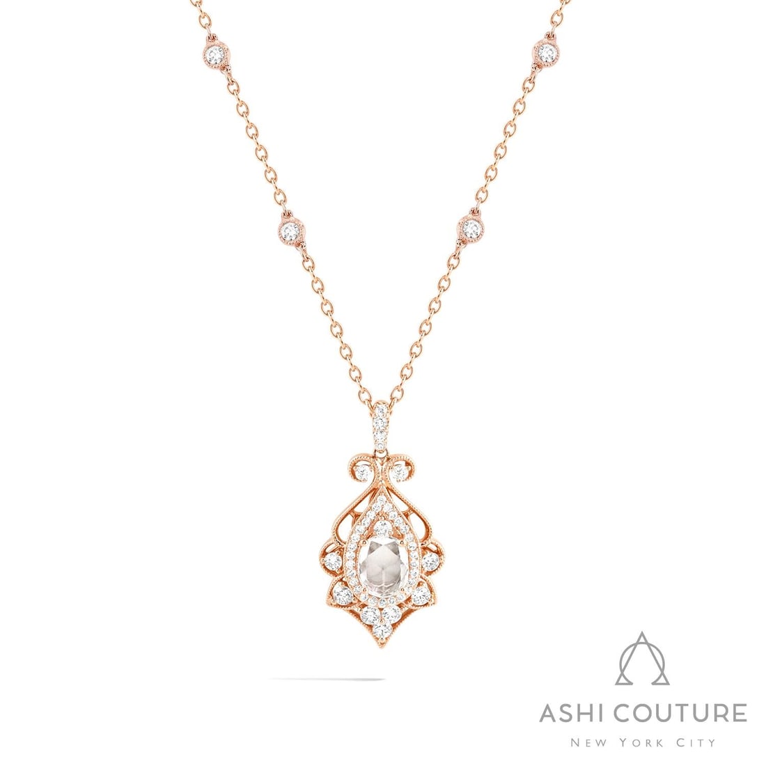 1.23 ctw Diamond Floral Pendant 18K Rose Gold Necklace: Epitomizing grandeur, this exquisite Floral necklace featuring White Diamond stands as a beacon of refined taste. Crafted with precision, the Cluster setting is seamlessly integrated into 3.25 grams o