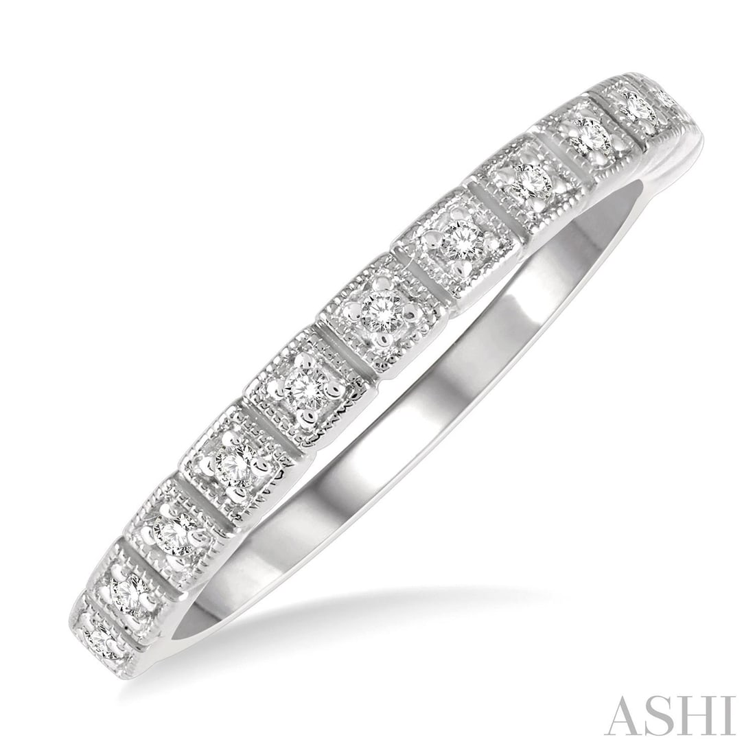 0.10 ctw Diamond Stackable Band Ring 14K White Gold: Rare and radiant, this elegant Square Mount ring featuring Natural Diamonds offers a touch of the extraordinary. Crafted with precision, the Band setting is seamlessly integrated into 2.85 grams of 14