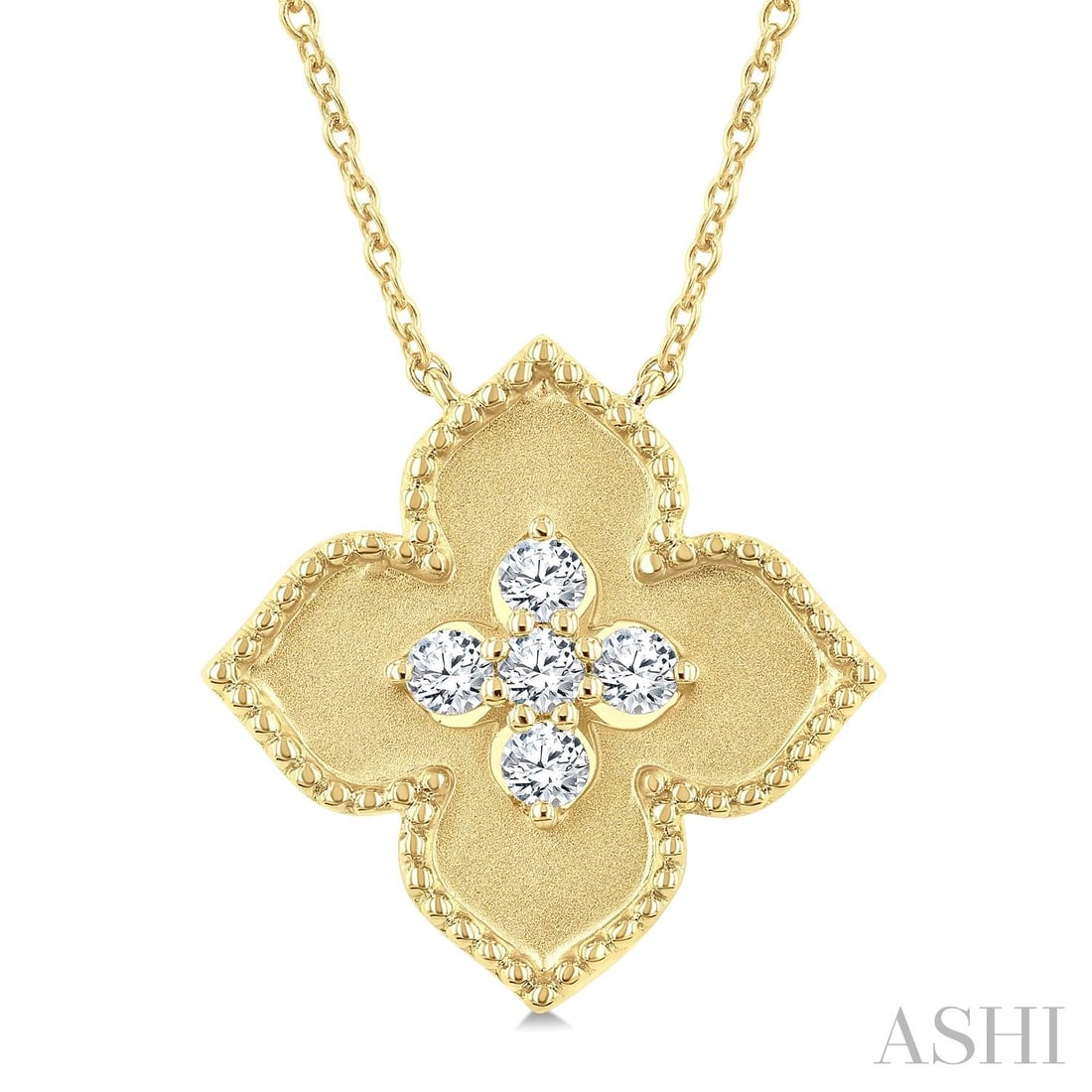 0.20 ctw Diamond Floral Medallion 10K Yellow Gold Pendant Necklace: Captured in a moment of brilliance, this stunning Floral Medallion pendant featuring Natural Diamonds speaks to the connoisseur. Expertly mounted in a Cluster setting, the pendant is crafted in 2.0 gr