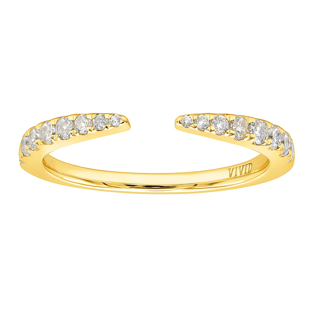 14k Yellow Gold Open Band Ring with 0.32ct White Diamonds SI1: Exuding contemporary sophistication, this exquisite open band ring features White Diamonds that define its allure. The diamonds, with a total carat weight of 0.32, are round cut and slightly included 