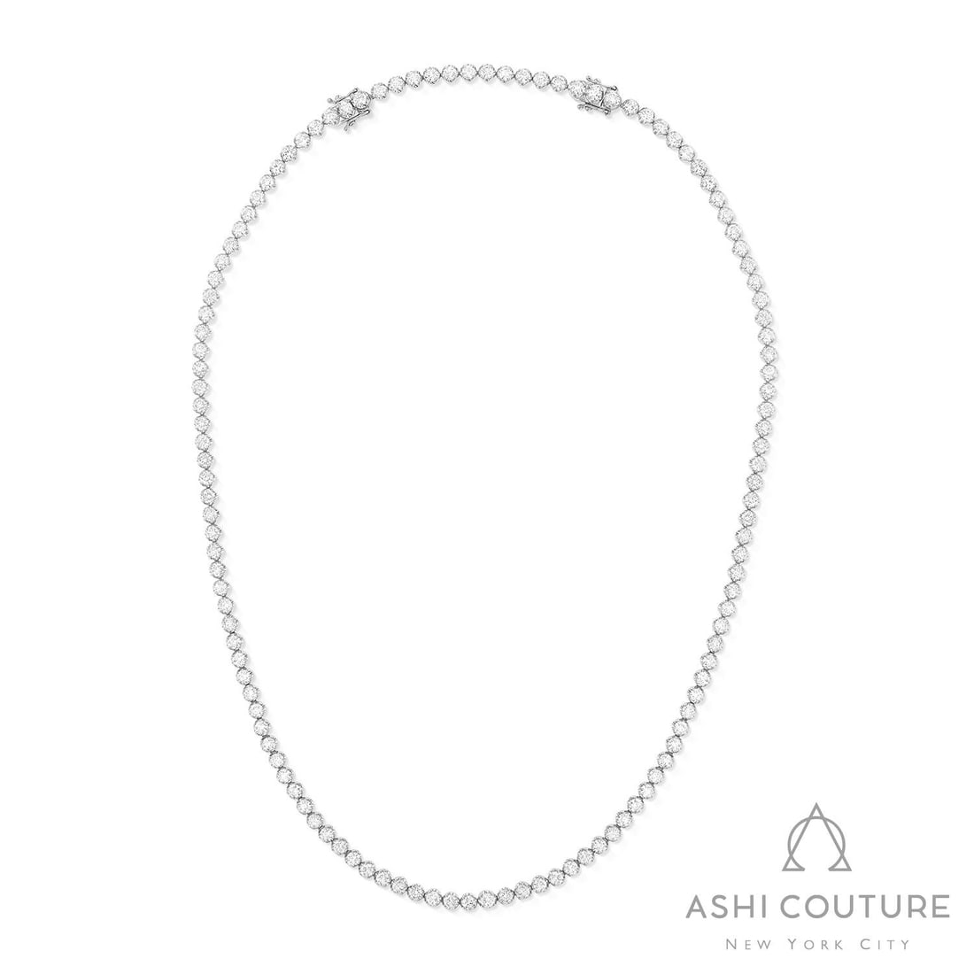 Classic 10.0 ctw Diamond 18K White Gold Tennis Necklace: Timeless and sophisticated, this stunning Classic necklace featuring White Diamond radiates enduring beauty. Expertly mounted in a Tennis setting, the necklace is crafted in 24.05 grams of solid 18K W