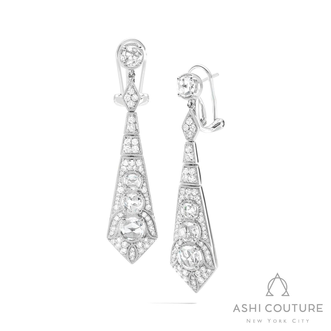 3.67 ctw Diamond Art Deco 18K White Gold Earrings: Retail Value: $32,010 Epitomizing grandeur, this magnificent Art Deco pair of earrings featuring White Diamond speaks to the connoisseur. Expertly mounted in a Drop setting, the earrings are crafted i