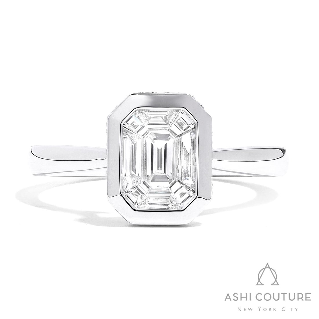 0.76 ctw Diamond Solitaire Bezel Set 18K White Gold Ring (1 of 3)