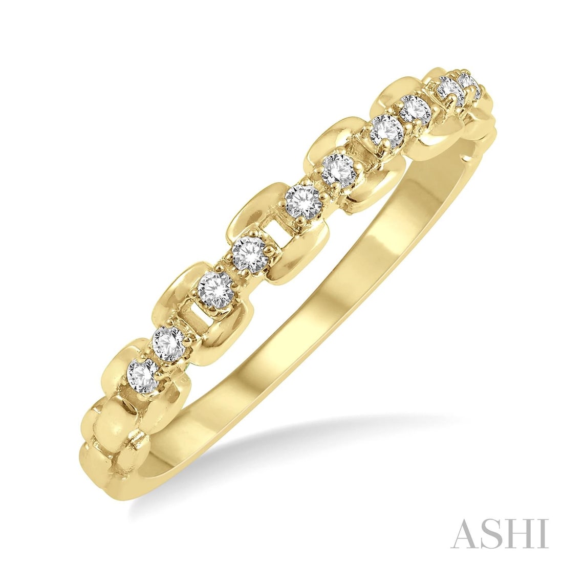 0.10 ctw Diamond Box Chain Link 14K Yellow Gold Band Ring: An exquisite masterpiece of haute joaillerie, this magnificent Box Chain Link ring featuring Natural Diamonds is a true treasure. Crafted with precision, the Band setting is seamlessly integrated into