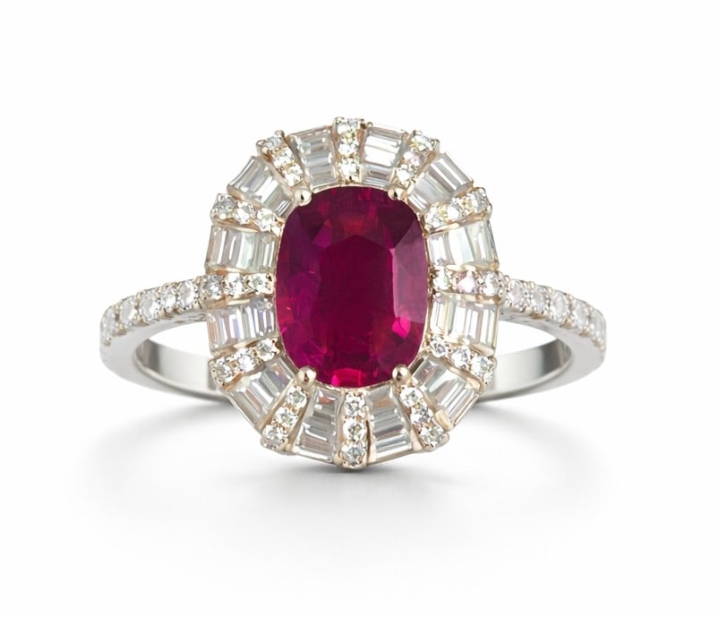 1.78ct Oval Rubellite and 1.05ctw Diamond Halo 14K Rose Gold Ring (1 of 3)