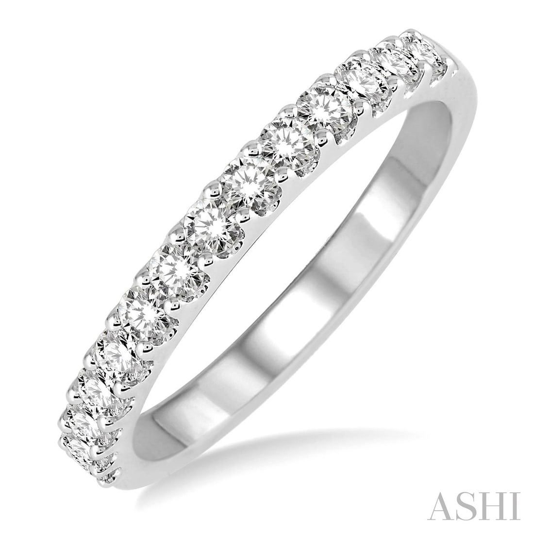 0.50 ctw Diamond 14K White Gold Wedding Band: Timeless and sophisticated, this elegant Half-Eternity Band ring featuring White Diamond radiates enduring beauty. Securely held in a classic Half-Eternity Band design, the ring is forged from 2.45 gr
