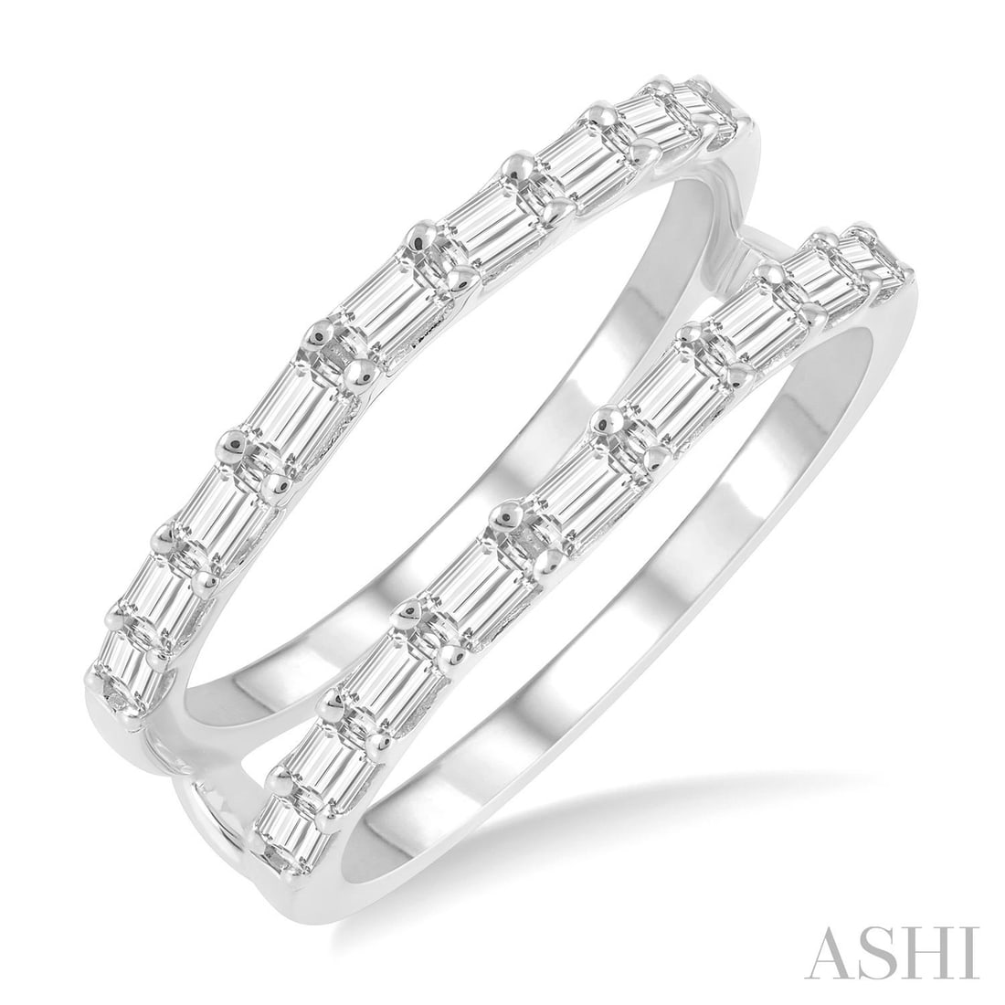 0.81 ctw Baguette White Diamond 14K White Gold Insert Ring: Defining modern elegance, this stunning Insert Ring featuring White Diamond captures the essence of style. Securely held in a classic Insert/Enhancer design, the ring is forged from 4.0 grams of high-