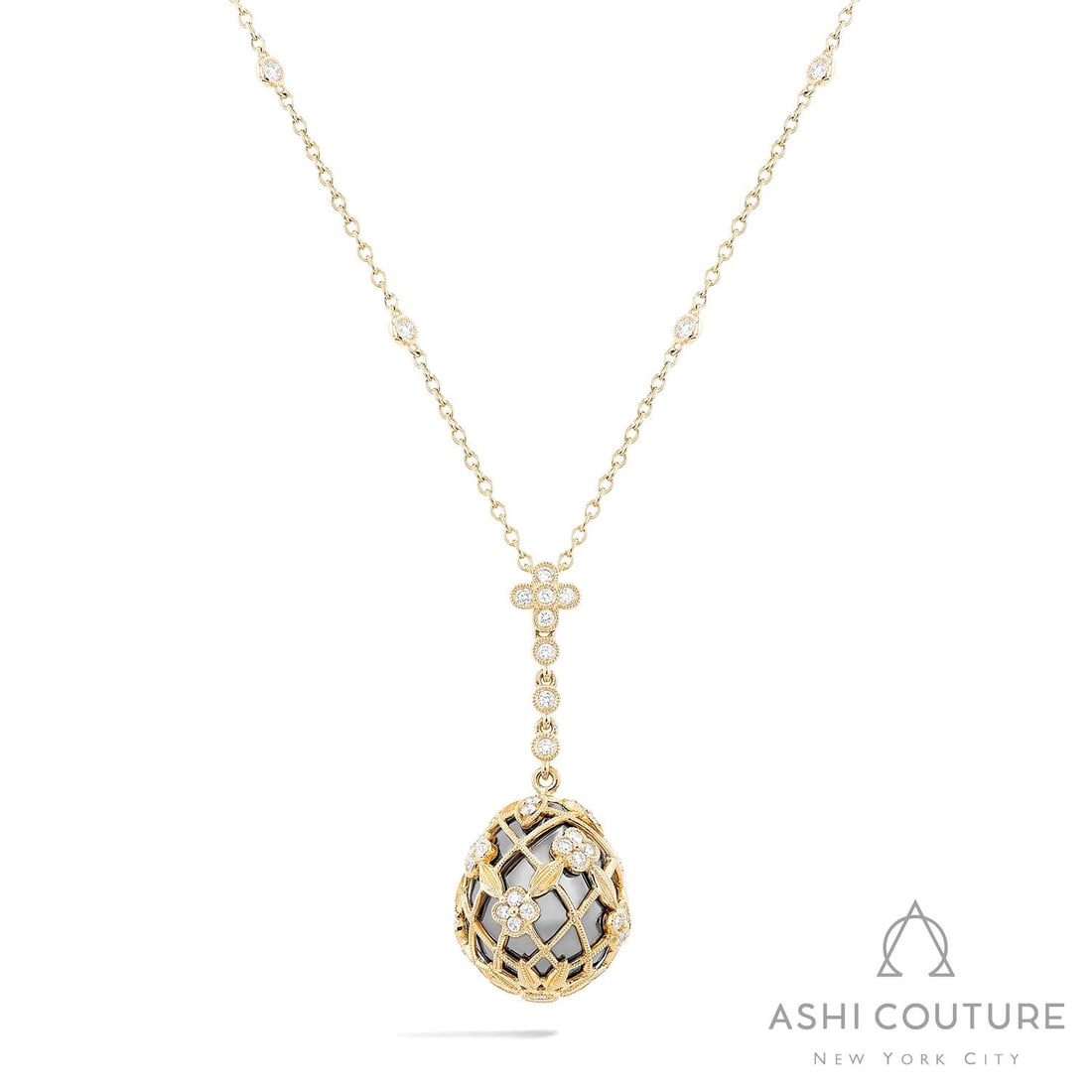 0.96 ctw White Diamond 18K Yellow & White Gold Pendant Necklace: Defining modern elegance, this stunning Cage Drop necklace featuring White Diamonds captures the essence of style. Expertly mounted in a Cage setting, the necklace is crafted in 8.05 grams of solid 18