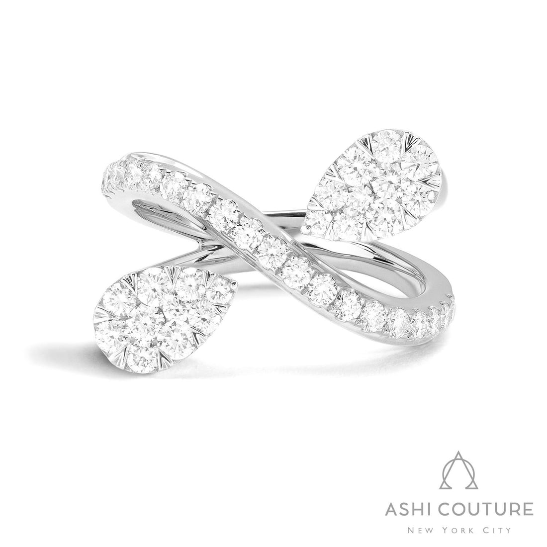 1.19 ctw Pear Diamond Toi Et Moi Cluster 18K White Gold Ring: Exuding opulence and grace, this breathtaking Toi Et Moi Cluster ring featuring White Diamond is crafted for the distinguished. Crafted with precision, the Toi Et Moi setting is seamlessly integrated 