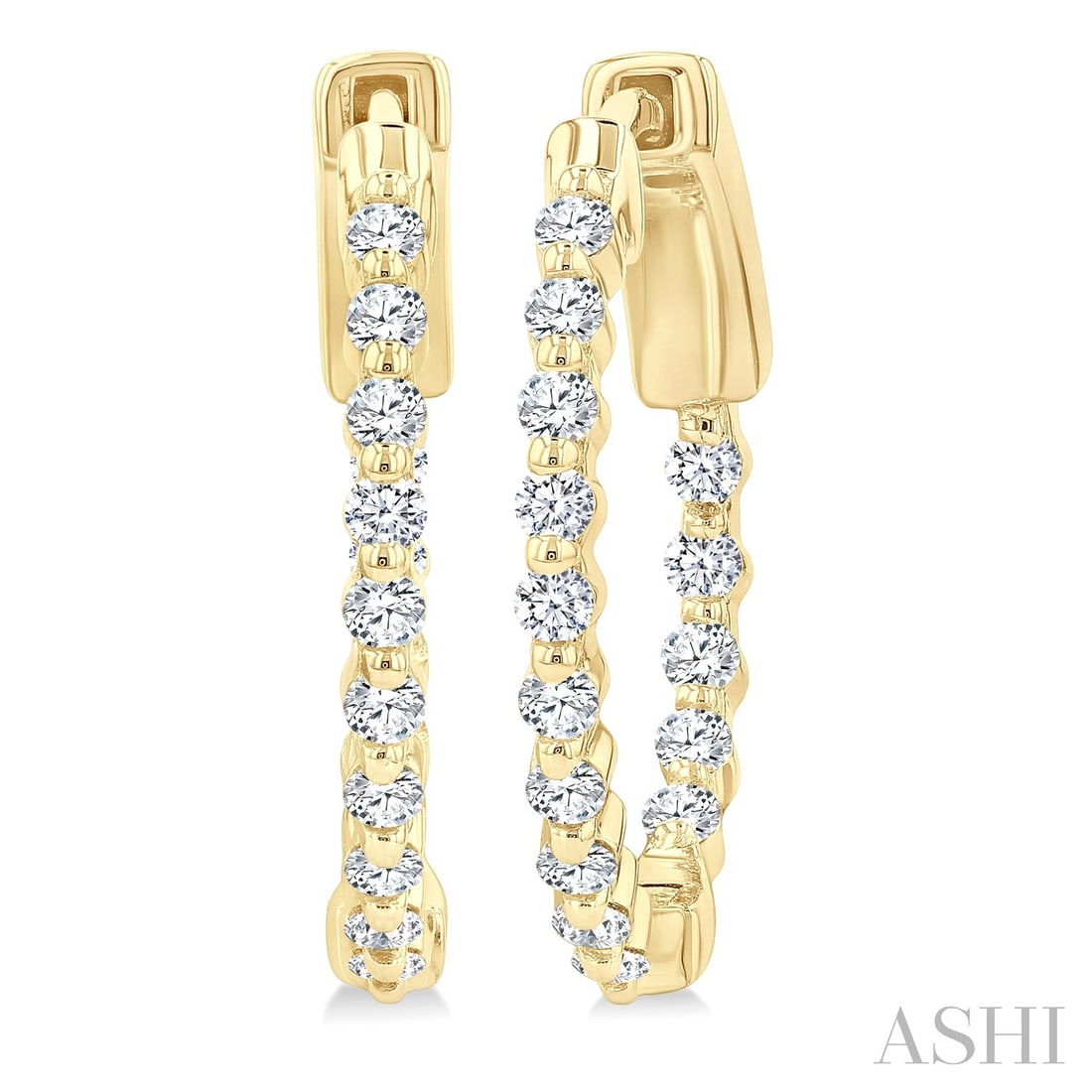 0.51 ctw Diamond 14K Yellow Gold Hoop Earrings: A vision of luxury, this stunning Inside-Out Hoop pair of earrings featuring White Diamond defines sophistication. Securely held in a classic Hoop design, the earrings are forged from 3.35 grams of hi