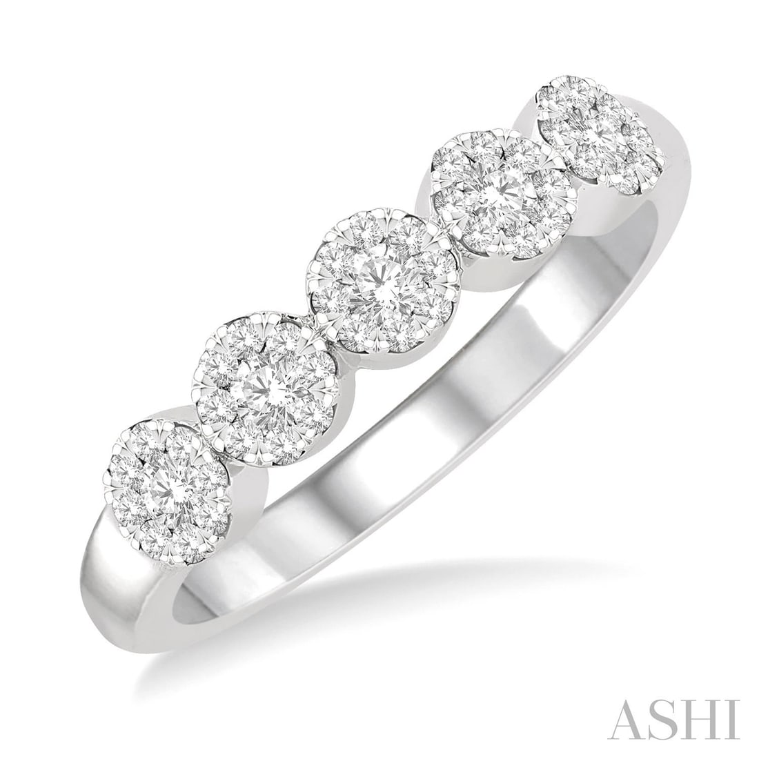 0.37 ctw White Diamond Cluster 14K White Gold Band Ring: Exuding opulence and grace, this elegant Cluster band ring featuring White Diamond is crafted for the distinguished. Crafted with precision, the Cluster setting is seamlessly integrated into 2.8 grams