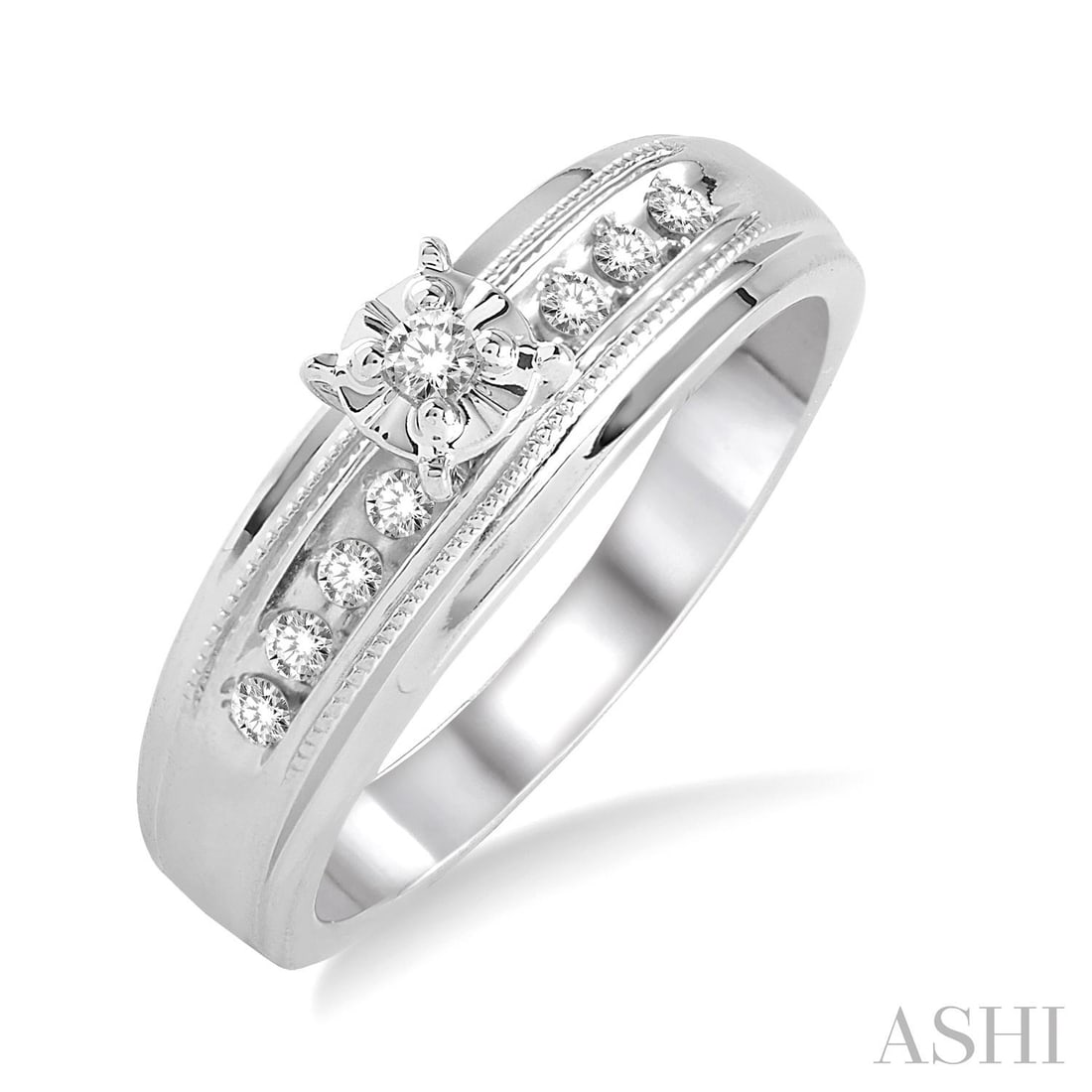 0.13 ctw White Diamond 10K White Gold Engagement Ring: Exuding opulence and grace, this elegant Illusion Setting ring featuring White Diamond is crafted for the distinguished. Crafted with precision, the Illusion setting is seamlessly integrated into 2.45