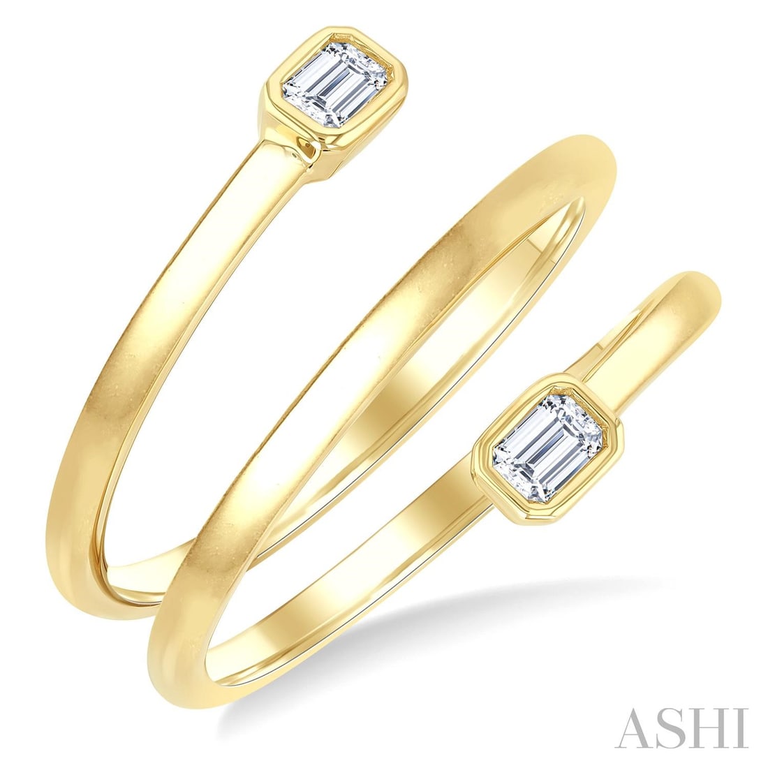 0.20 ctw White Diamond Split Double Coil 14K Yellow Gold Ring: A symphony of light and color, this elegant Split Double Coil ring featuring White Diamond embodies the pinnacle of luxury. The gemstones are nestled within a Bypass framework, supported by a substant