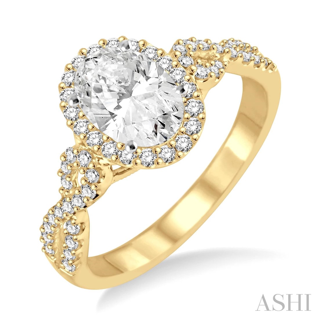 0.57 ctw Oval Diamond Halo Engagement Ring 14K Yellow & White Gold: A symphony of light and color, this exquisite Halo ring featuring Natural Diamonds embodies the pinnacle of luxury. Expertly mounted in a Halo setting, the ring is crafted in 2.4 grams of solid 14K Ye