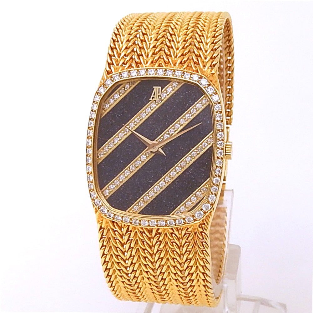 Audemars Piguet Vintage 18k Yellow Gold Black Ferrite Diamond Dial (1 of 5)