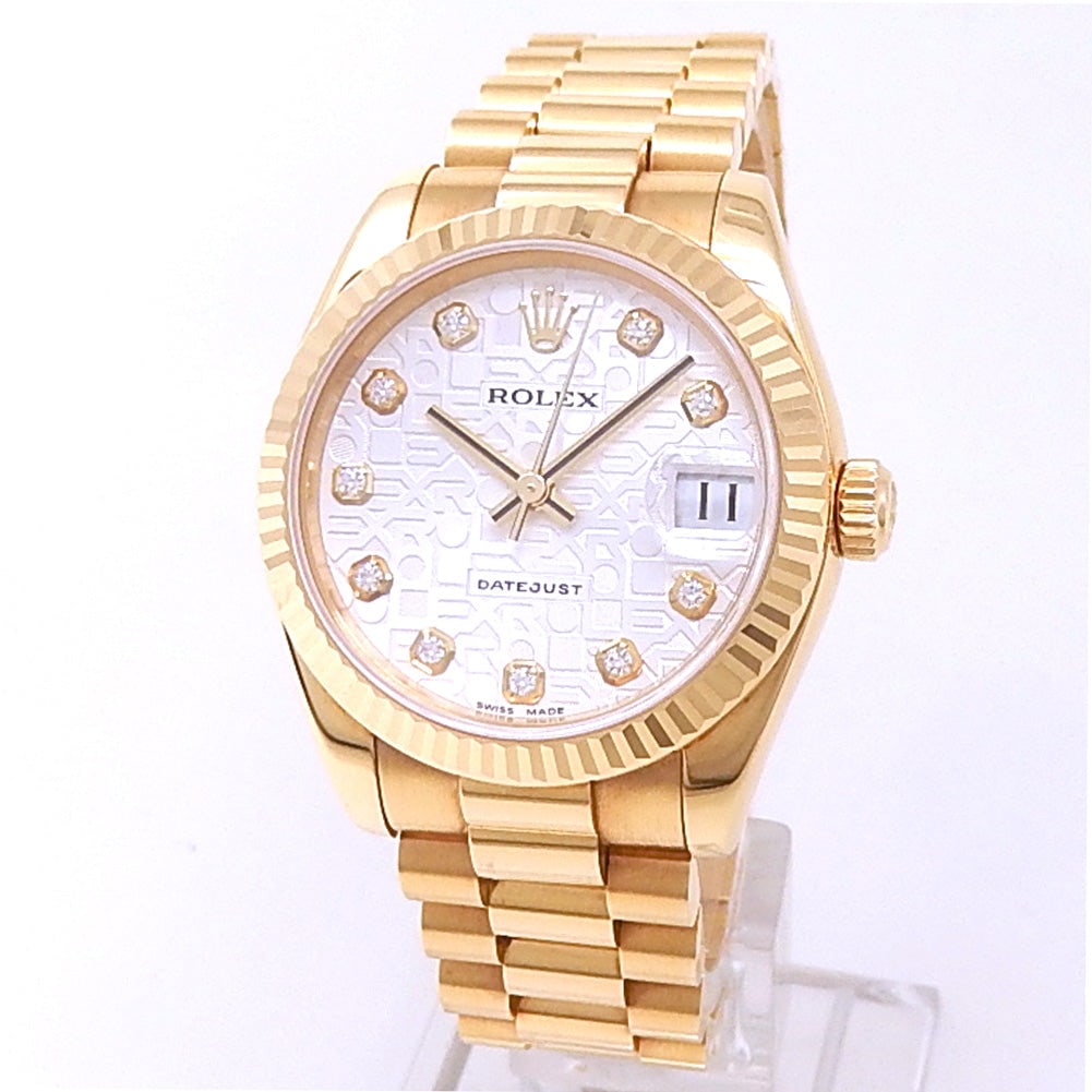 Rolex Datejust 178278 18K Yellow Gold President Silver Jubilee Diamond Dial