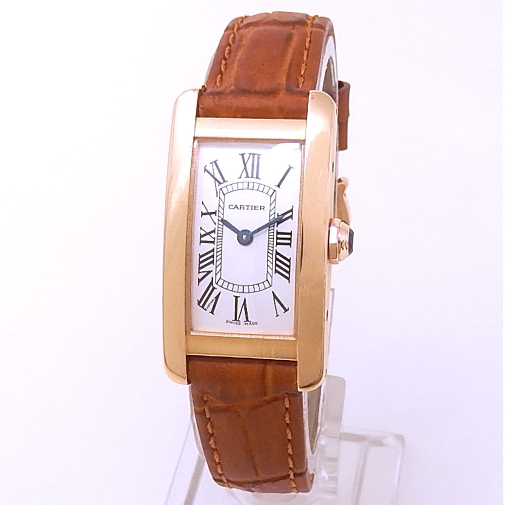 Cartier Tank Americaine W2607456 18k Rose Gold Silver Dial: The Cartier Tank Americaine, Reference W2607456, embodies the perfect fusion of classic design and modern sophistication. Crafted in luxurious 18K rose gold, this ladies' timepiece showcases a pristin