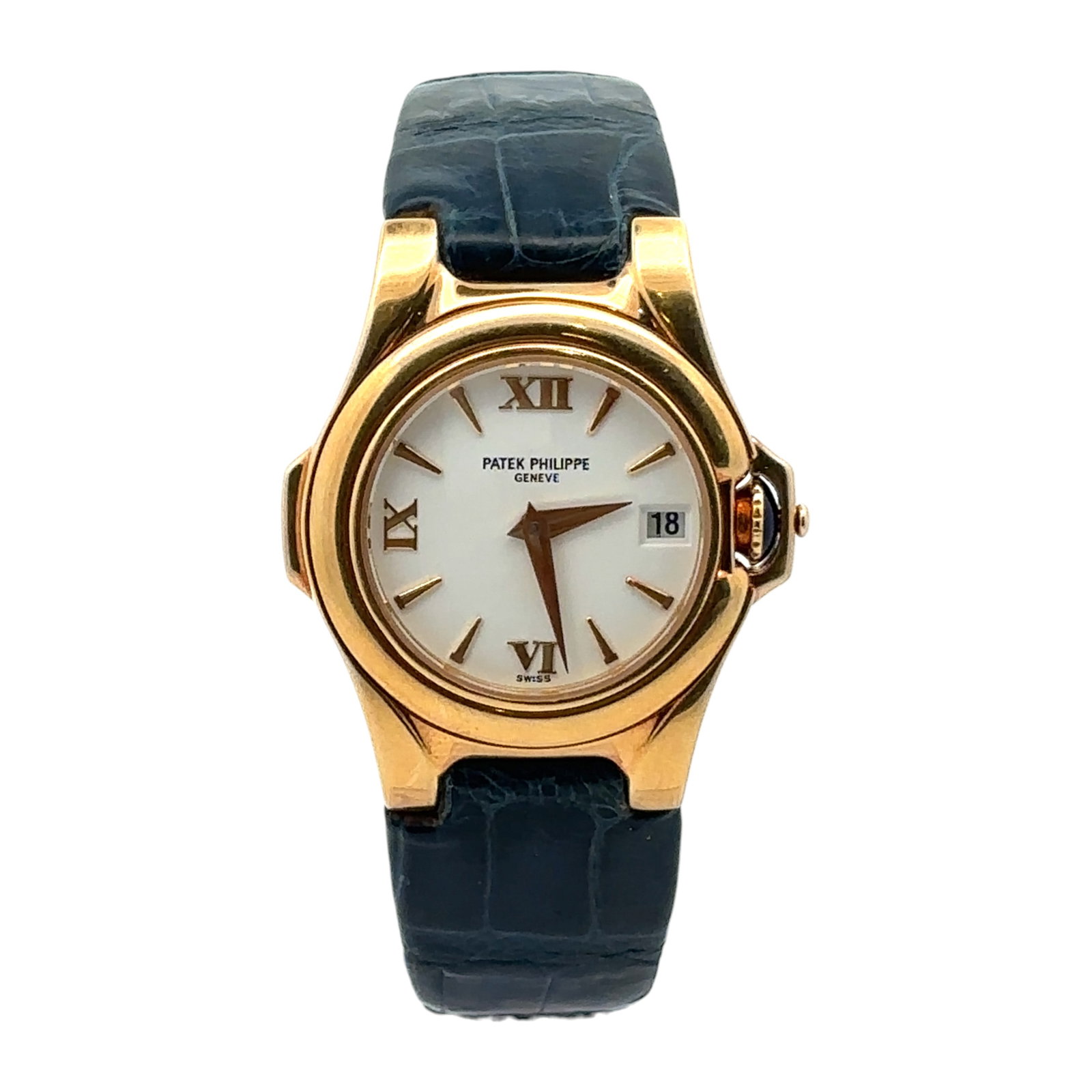 Patek Philippe 4890J-001 25.5mm 18K Yellow Gold White Dial: The Patek Philippe Gondolo, Reference 4890J-001, is a refined expression of timeless elegance. Crafted in 18K yellow gold, this exquisite ladies' timepiece features a pristine white dial with a ha