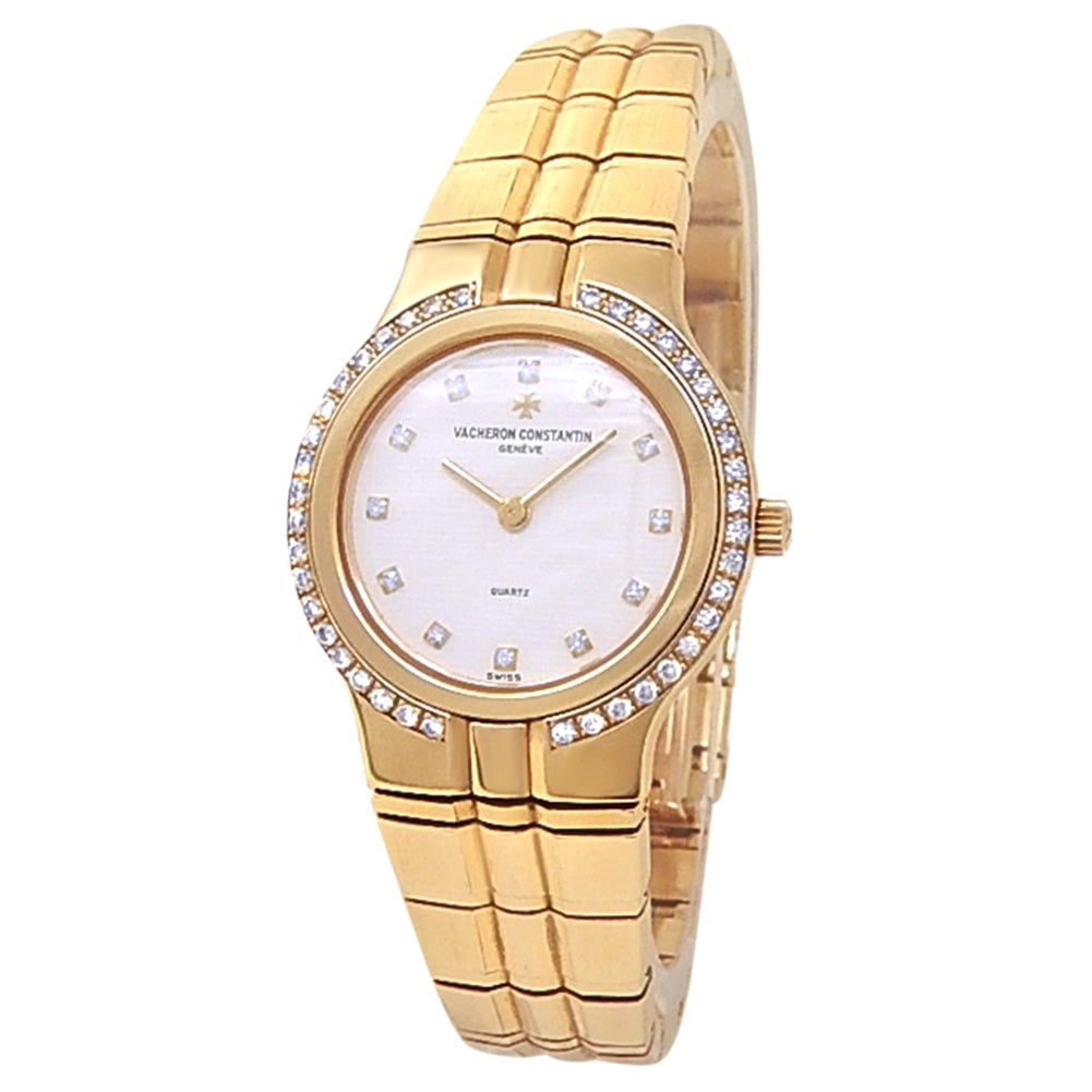 Vacheron Constantin Phidias 602197 18k Yellow Gold White Diamond Dial: The Vacheron Constantin Phidias, Reference 602197, is a breathtaking expression of luxury and classic watchmaking. Beautifully sculpted from 18k yellow gold, this ladies' timepiece is defined by its r