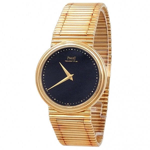 Piaget Vintage 7632 G 1 18k Yellow Gold Black Dial: The Piaget Vintage, Reference 7632 G 1, is a masterclass in classic luxury and refined design. Elegantly crafted in solid 18k yellow gold, this exquisite ladies' timepiece features a striking black di