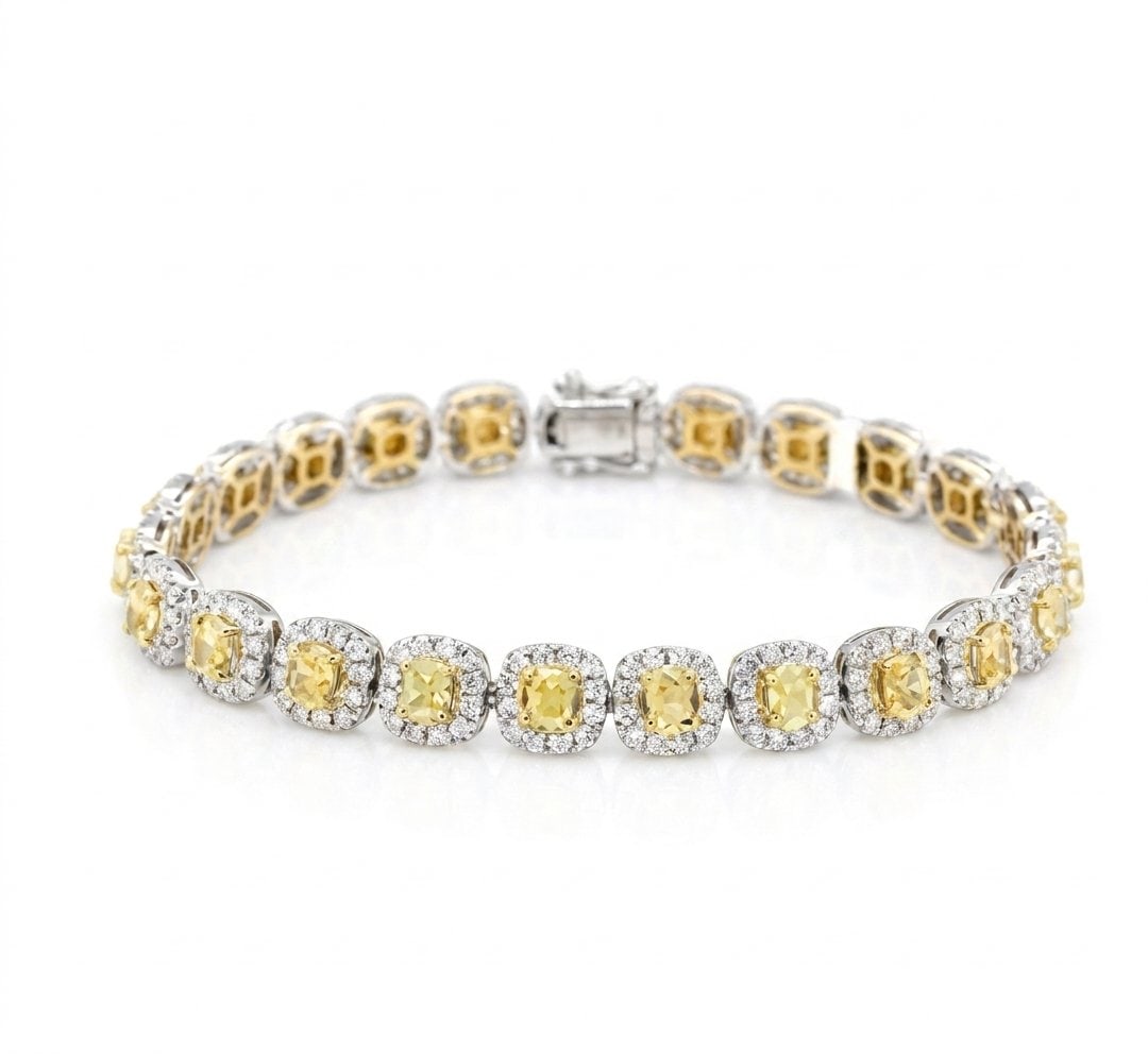 Yellow Sapphire and White Diamond Bracelet in 18K Yellow Gold: Featured Collection: The Kelly Christie Collection Exclusively Curated By: Serenity Gallery The Kelly Christie Collection crafts heirloom-quality masterpieces designed not just to adorn, but to captur