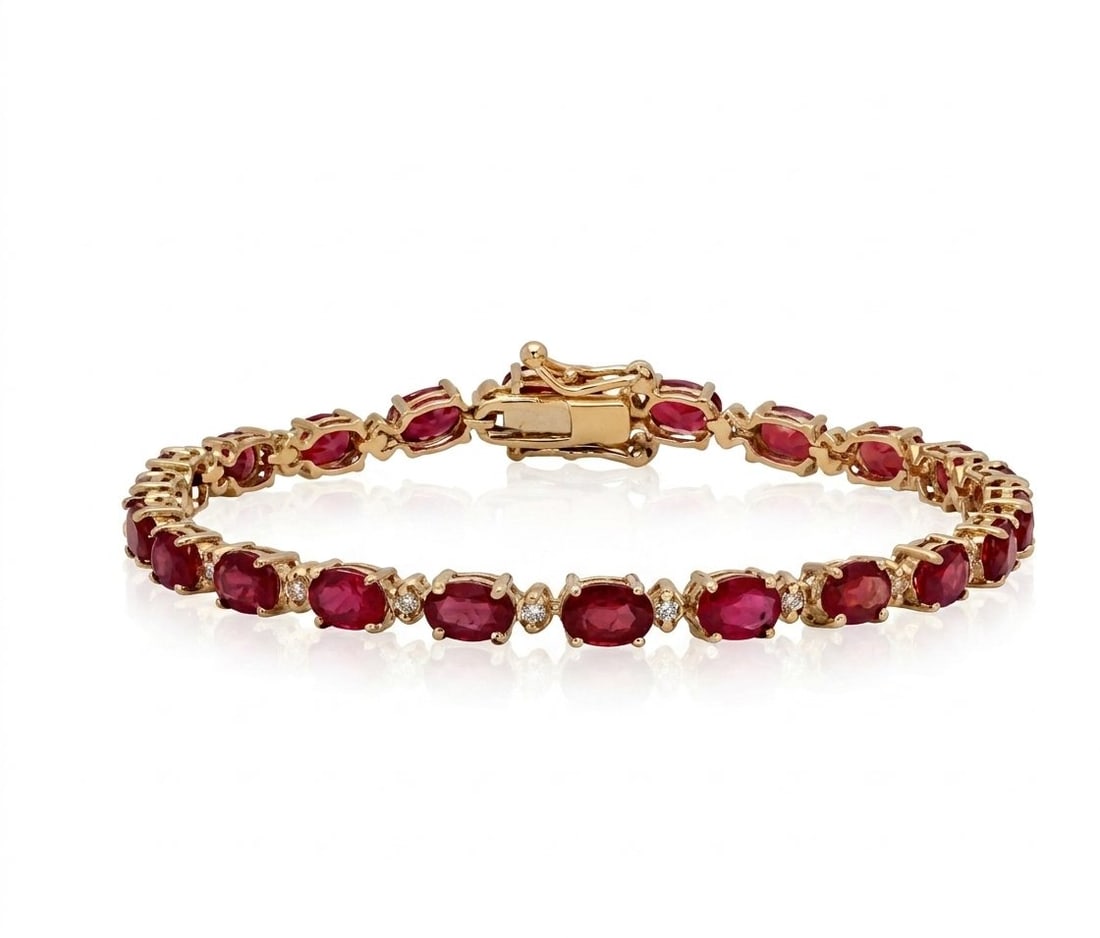 Ruby and Diamond Bracelet in 14K Yellow Gold: Featured Collection: The Kelly Christie Collection Exclusively Curated By: Serenity Gallery The Kelly Christie Collection crafts heirloom-quality masterpieces designed not just to adorn, but to captur