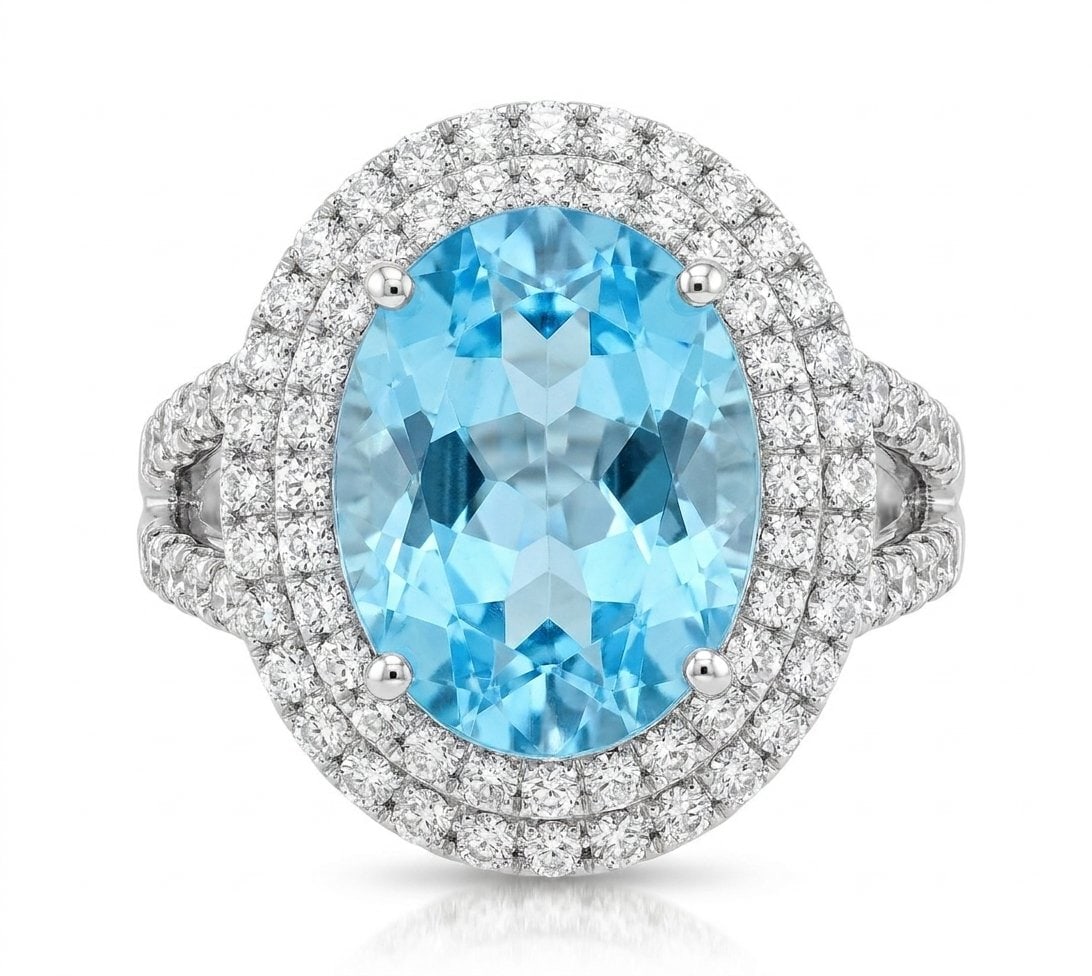 Blue Topaz and Diamond Ring in 14K White Gold: Featured Collection: The Kelly Christie Collection Exclusively Curated By: Serenity Gallery The Kelly Christie Collection crafts heirloom-quality masterpieces designed not just to adorn, but to captur