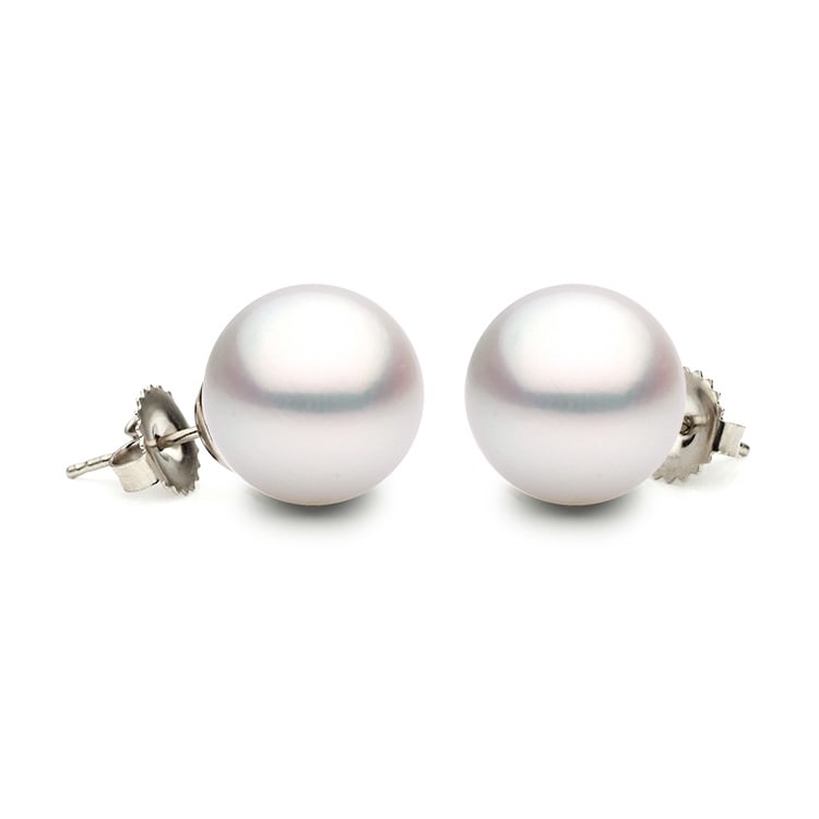Modern South Sea Pearl Stud Earrings in 14k White Gold: Exuding elegance, this exquisite pair of Stud Earrings features lustrous South Sea Pearls, embodying a refined aesthetic. Crafted with precision, the pearls are set in a sleek 14k White Gold, enhanced