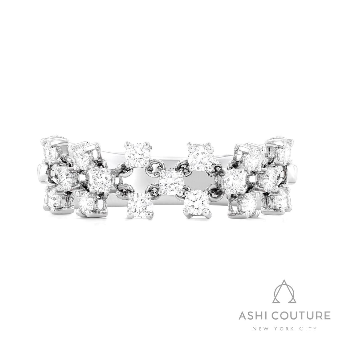0.51 ctw Diamond Silk Thin Band 18k White Gold Ring: Retail Value: $3,675 Captured in a moment of brilliance, this elegant Silk Thin Band ring featuring White Diamond speaks to the connoisseur. A detailed Flexible Link Setting gallery secures the stones