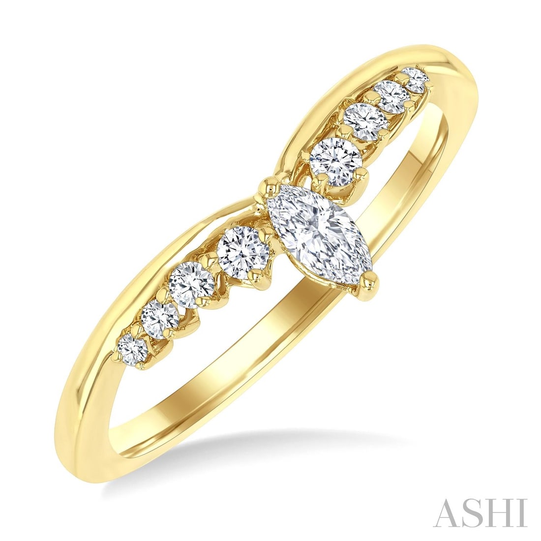 0.25 ctw Marquise Diamond Chevron 14K Yellow Gold Ring: A symphony of light and color, this breathtaking Chevron ring featuring White Diamond embodies the pinnacle of luxury. The gemstones are nestled within a Chevron framework, supported by a substantial 