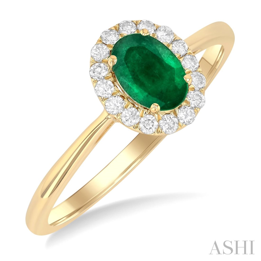 6x4 mm Emerald and 0.14 ctw Diamond 14K Yellow Gold Ring: A testament to superior craftsmanship, this exquisite Halo ring featuring Emerald, White Diamond is unparalleled. Showcasing the gems in a Halo arrangement, the ring consists of 1.55 grams of 14K Yell