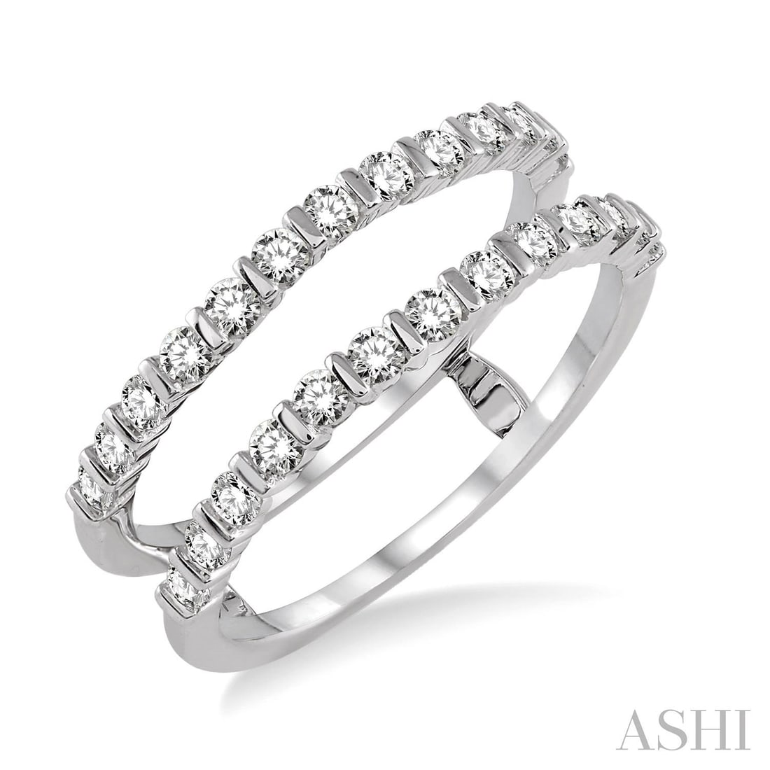 0.63 ctw Round Diamond 14K White Gold Insert Ring: Captured in a moment of brilliance, this breathtaking Insert ring featuring White Diamond speaks to the connoisseur. Securely held in a classic Insert design, the ring is forged from 3.0 grams of high