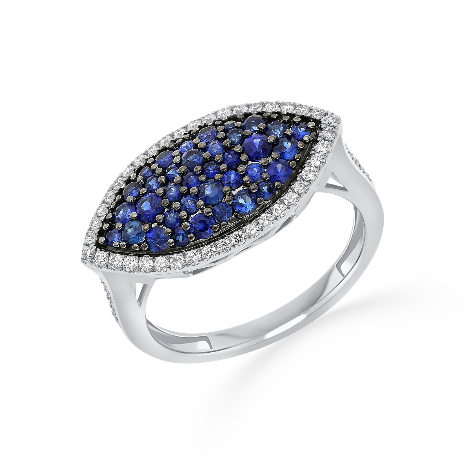0.82ct Blue Sapphire and 0.25ctw White Diamond 18K White Gold Ring (1 of 1)