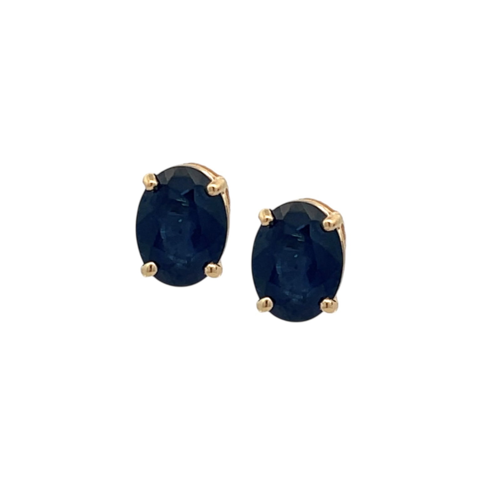3.29ctw Blue Sapphire 14K Yellow Gold Stud Earrings: Epitomizing grandeur, this elegant Solitaire Studs pair of earrings featuring Blue Sapphire stands as a beacon of refined taste. A detailed Prong gallery secures the stones, rendered in 0.0 grams of l