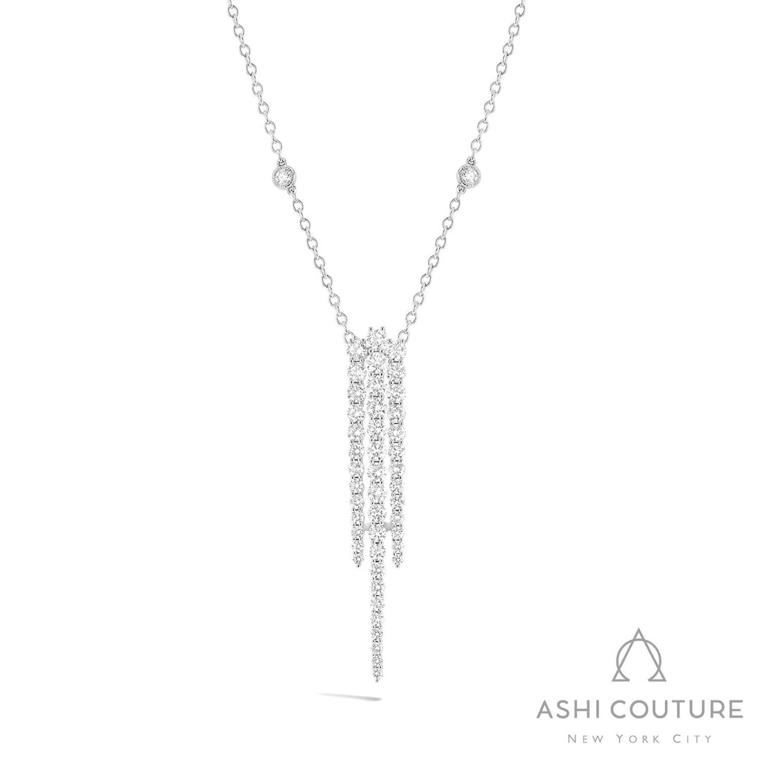 1.93 ctw Diamond 18K White Gold Pendant Necklace: Retail Value: $10,500 A testament to superior craftsmanship, this stunning 3-Row Graduating pendant necklace featuring Natural Diamonds is unparalleled. Expertly mounted in a Fringe setting, the penda