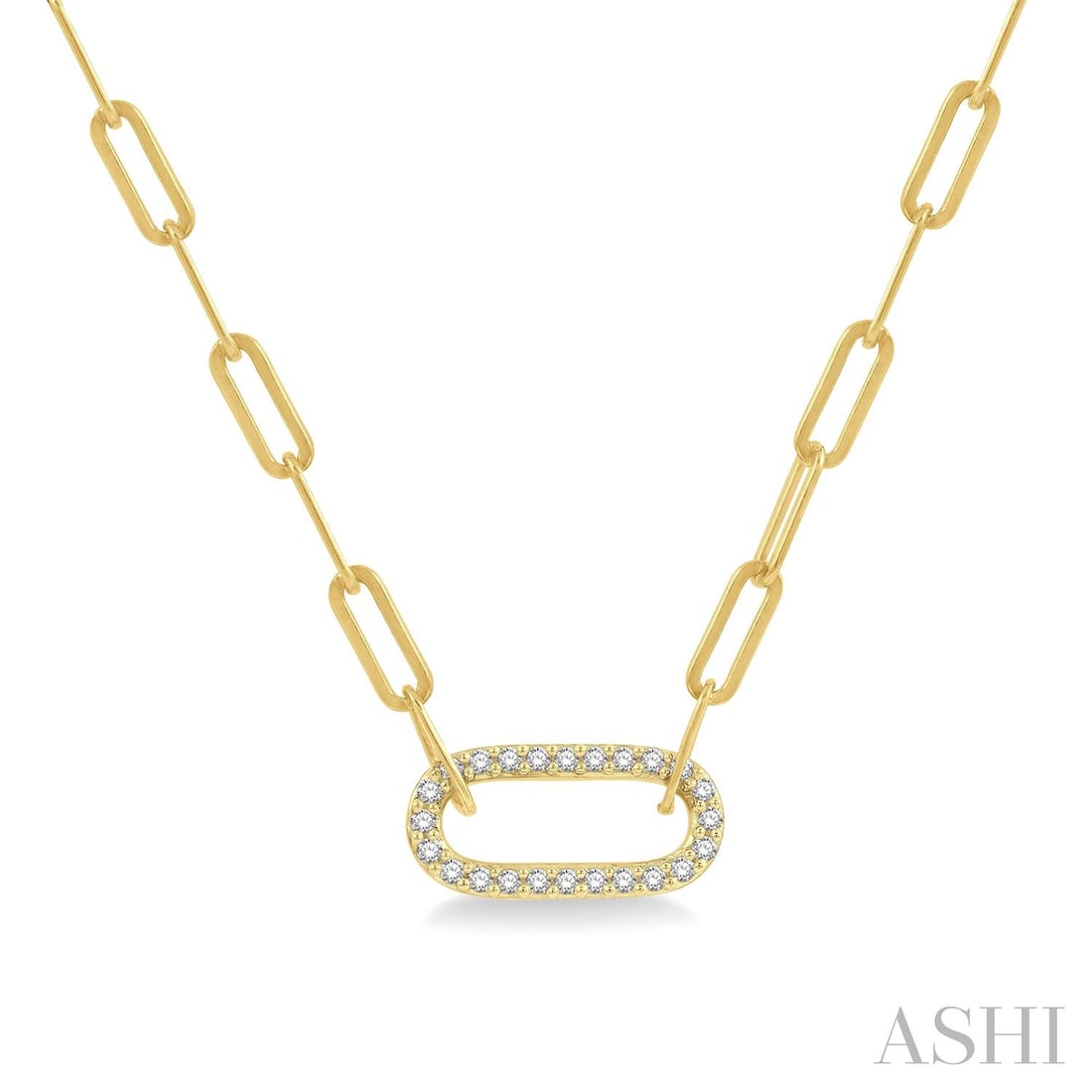 0.25 ctw Diamond Paperclip Pendant Necklace 14K Yellow Gold 18 in: Timeless and sophisticated, this elegant Paperclip necklace featuring White Diamond radiates enduring beauty. The gemstones are nestled within a Paperclip framework, supported by a substantial 1.4 gra