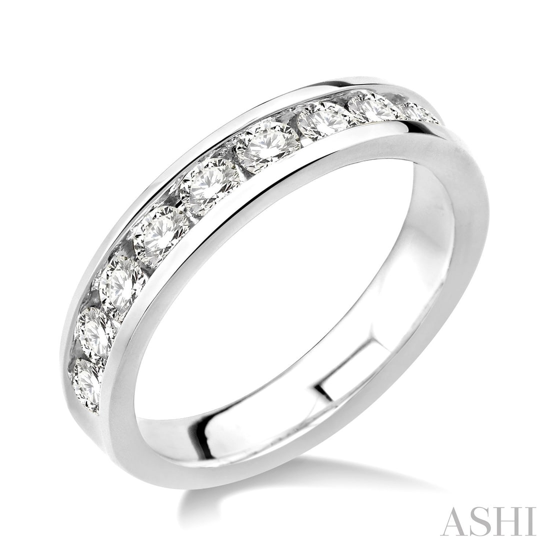 1.0 ctw Round Diamond Channel Set 14K White Gold Wedding Band: A testament to superior craftsmanship, this exquisite Channel Set band ring featuring White Diamond is unparalleled. Crafted with precision, the Channel-Set Band setting is seamlessly integrated into 