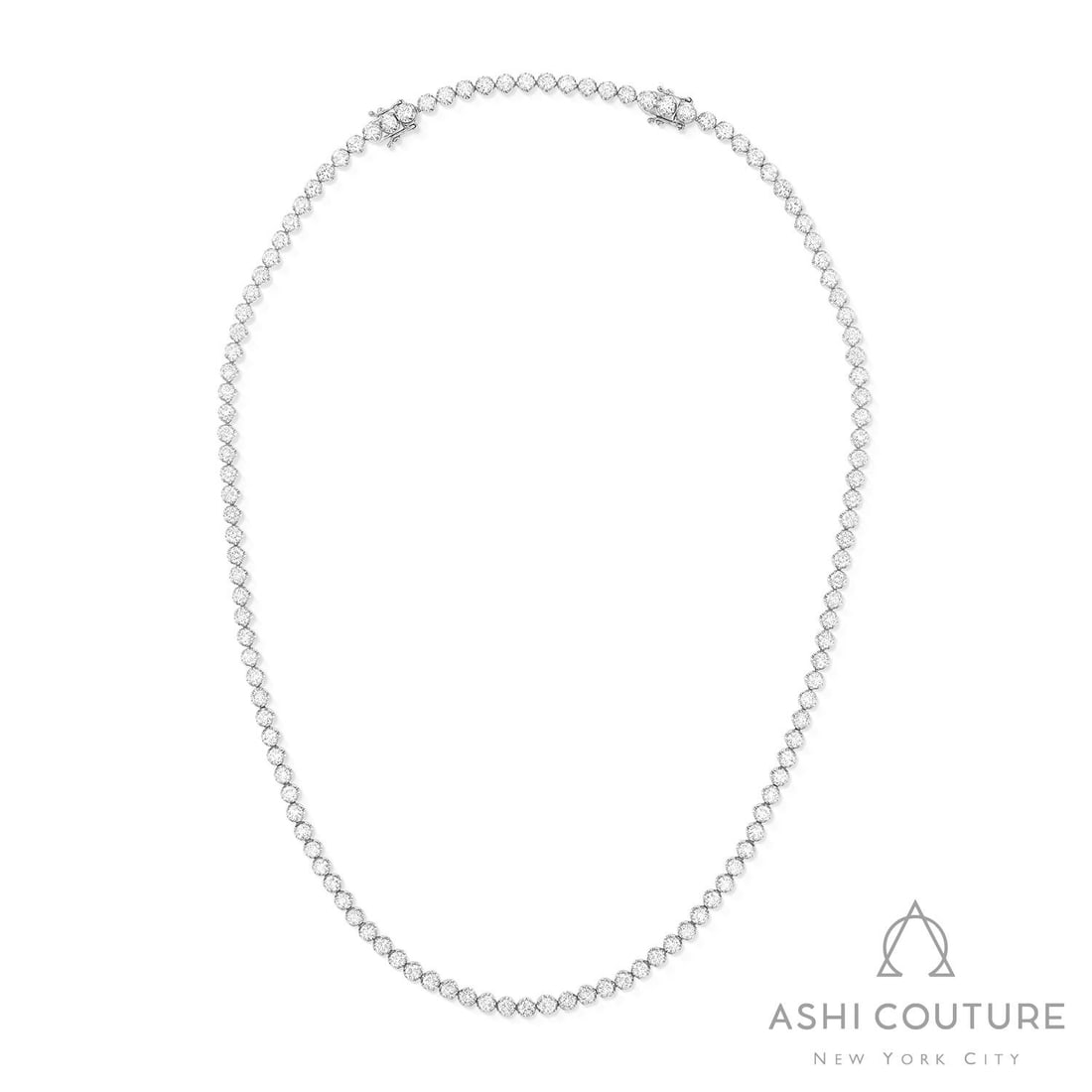 10.0 ctw Diamond 18K White Gold Tennis Necklace: Epitomizing grandeur, this breathtaking Classic Tennis necklace featuring White Diamond stands as a beacon of refined taste. A detailed Continuous Line gallery secures the stones, rendered in 24.05 gr