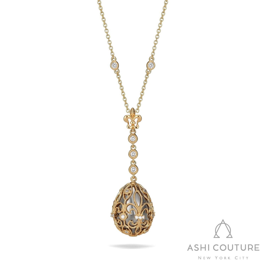 0.66 ctw Diamond Mademoiselle Cage Drop 18K Yellow & White Gold Pendant Necklace: Exuding opulence and grace, this elegant Cage Drop pendant necklace featuring White Diamond is crafted for the distinguished. Showcasing the gems in a Drop Pendant arrangement, the pendant necklace co