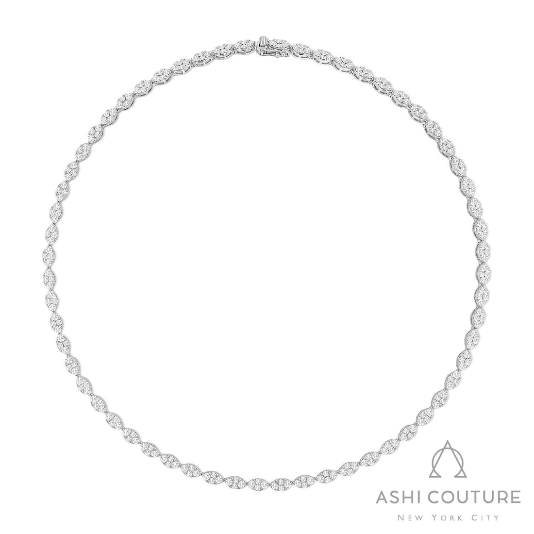 6.0 ctw White Diamond Marquise Cluster Necklace in Platinum: Captured in a moment of brilliance, this breathtaking Marquise Cluster necklace featuring Natural Diamonds speaks to the connoisseur. Securely held in a classic Cluster design, the necklace is forged 