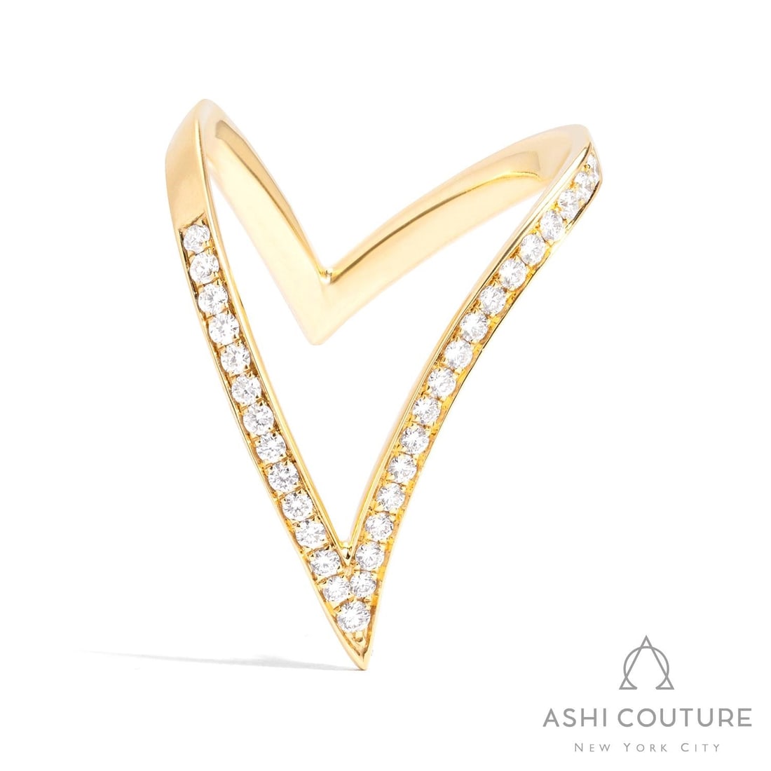 0.41 ctw Diamond Funky Fashion Ring 18K Yellow Gold: Exuding opulence and grace, this magnificent Funky ring featuring White Diamond is crafted for the distinguished. Crafted with precision, the Pave setting is seamlessly integrated into 4.95 grams of 1
