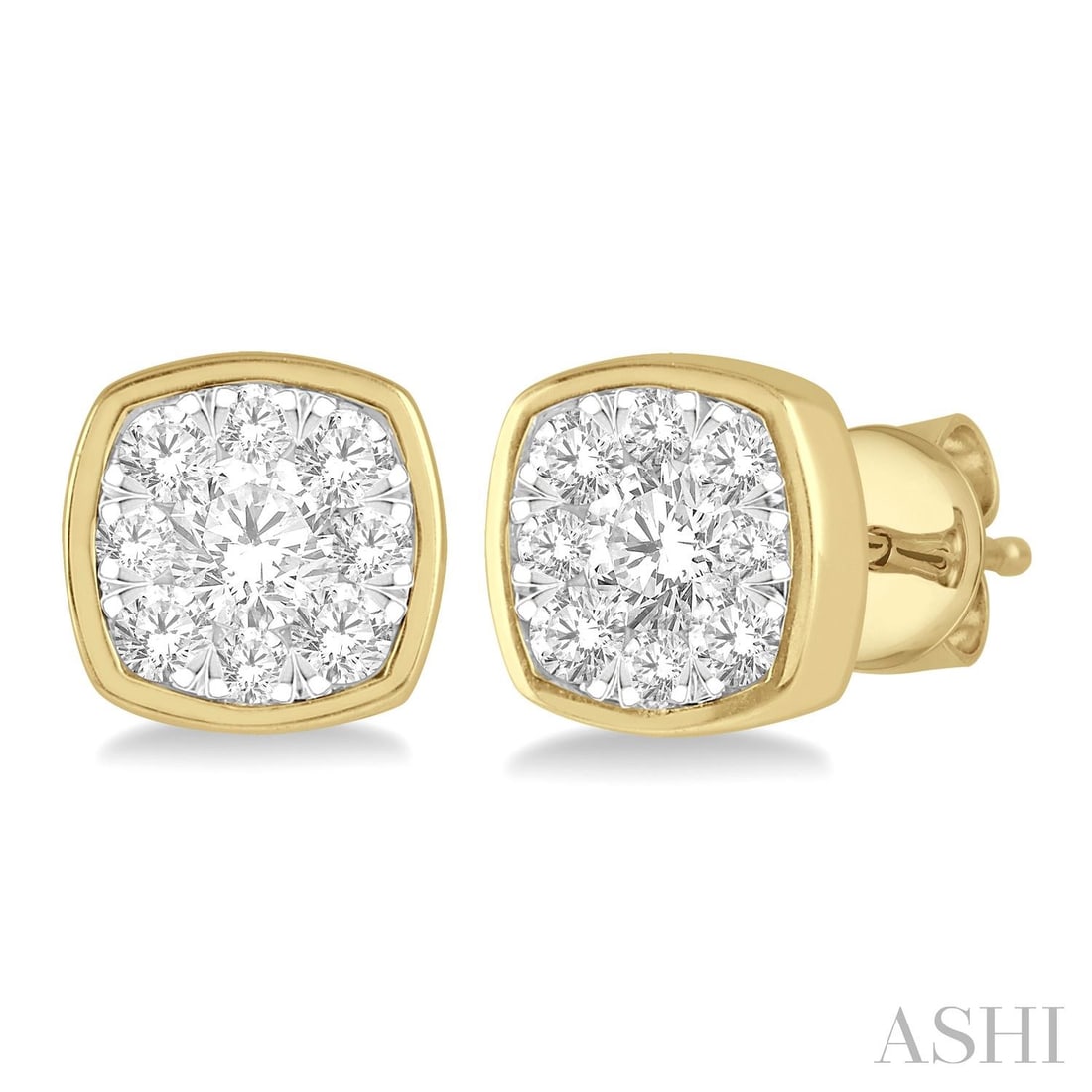 0.32 ctw Diamond Cluster Bezel 14K Yellow and White Gold Stud Earrings: Epitomizing grandeur, this stunning Cluster Bezel pair of earrings featuring White Diamond stands as a beacon of refined taste. Crafted with precision, the Bezel setting is seamlessly integrated into 