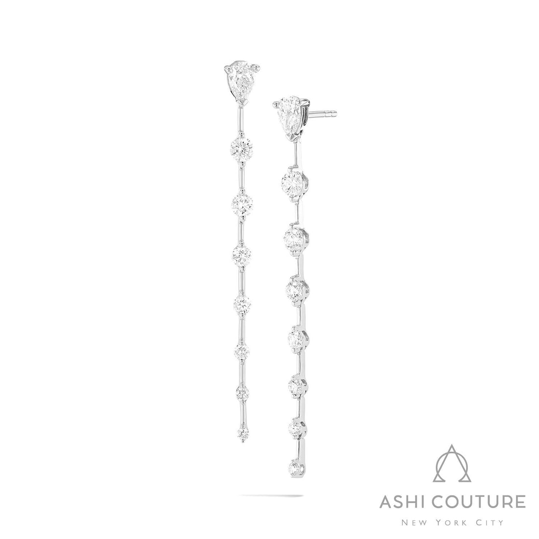 1.09 ctw Diamond Drop 18K White Gold Earrings: Retail Value: $5,865 A vision of luxury, this exquisite Bar Pear And Round Drop pair of earrings featuring White Diamond defines sophistication. Securely held in a classic Drop/Dangle design, the earr