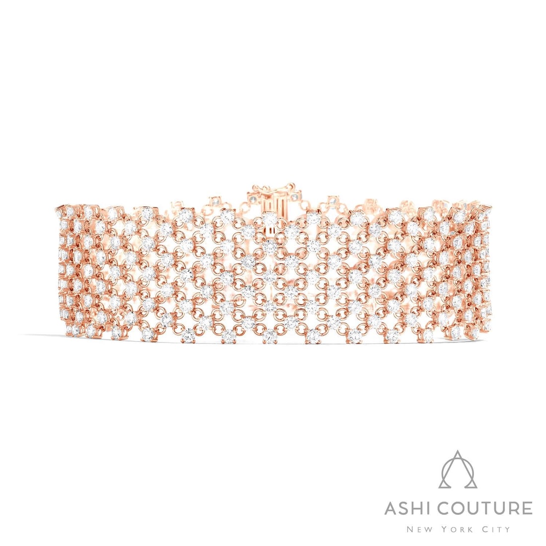 11.49 ctw White Diamond 18K Rose Gold Bracelet: Timeless and sophisticated, this luxurious Silk bracelet featuring White Diamond radiates enduring beauty. The gemstones are nestled within a Pave framework, supported by a substantial 20.0 grams 18K 