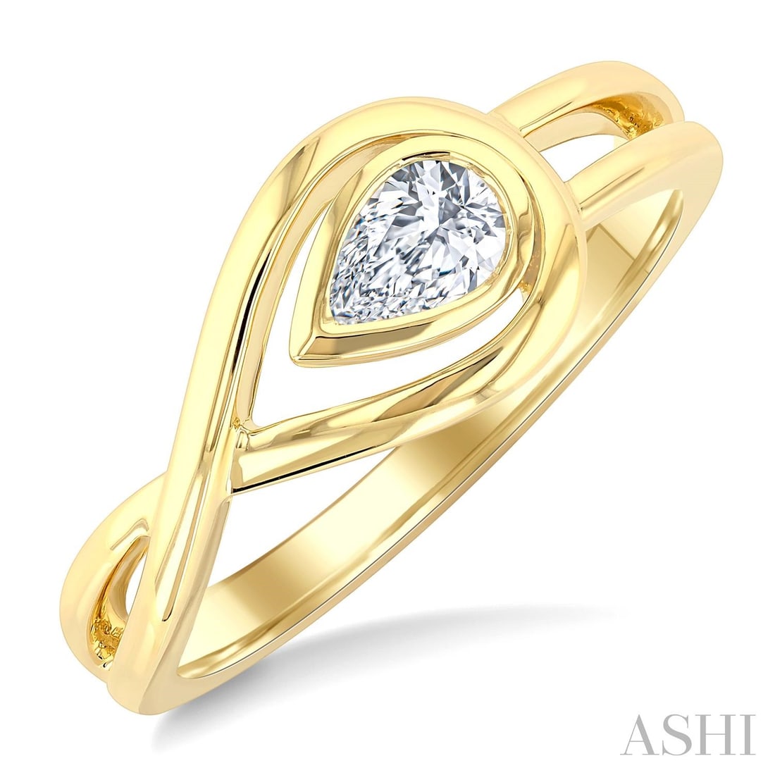 0.25 ctw Pear Cut Diamond Nested Teardrop 14K Yellow Gold Ring: Timeless and sophisticated, this exquisite Nested Teardrop ring featuring White Diamond radiates enduring beauty. Securely held in a classic Bezel design, the ring is forged from 3.05 grams of high-po
